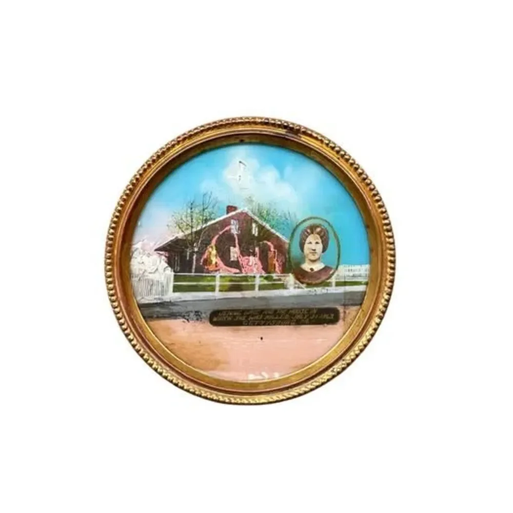 Antique Brass Jennie Wade Gettysburg PA Souvenir Mini Plaque Civil War Memorab.
